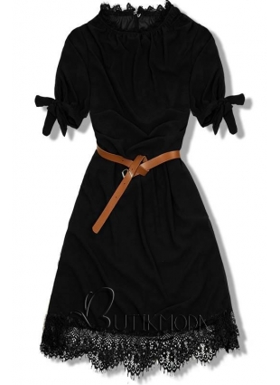 Kleid mit Gürtel schwarz
