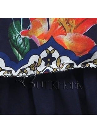 Volantkleid mit Blumenprint dunkelblau