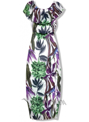 Langes Kleid mit Blumenprint lila/grün