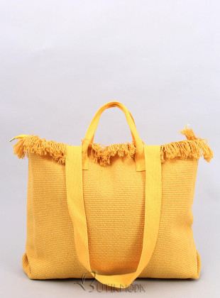 Strandtasche im Boho-Stil mit Quasten Gelb