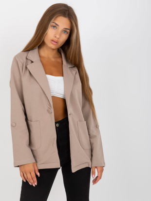 Beige Sweatjacke mit Taschen RUE PARIS
