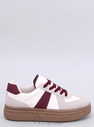 Damen-Sneakers aus Wildleder in Beige/Bordeaux