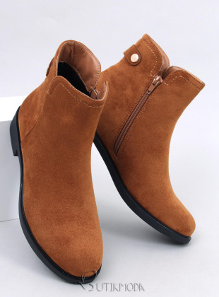 Kamelbraune Damen-Stiefeletten aus Wildleder