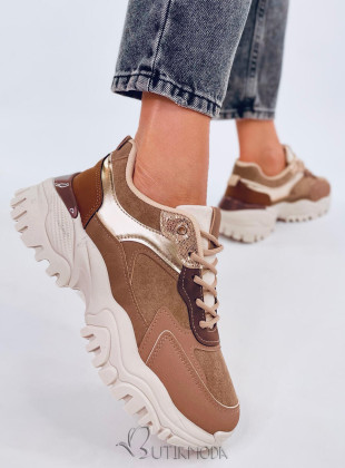 Sneakers mit metallischen Details Beige