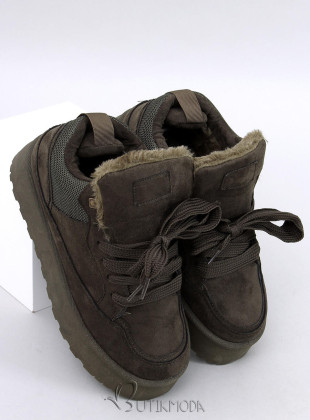 Wintersneaker mit hohem Plateau Khaki