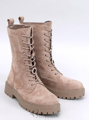 Beige Schnürstiefel BERLIN