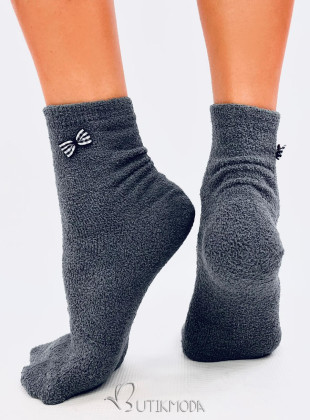 Warme Socken mit Schleife Anthrazit