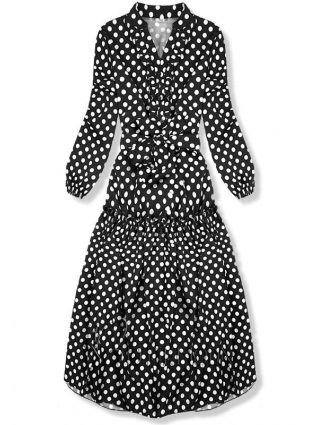 Midi Kleid Mit Punktemuster schwarz