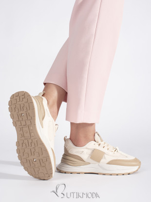 Beige-weiße Damen Sportschuhe