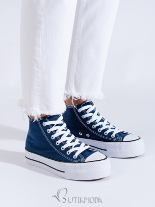 Damen hohe Sneakers auf Plattform Shelovet in Blau