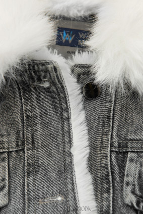 Jeansjacke mit kuscheligem Fellimitat grau/weiß