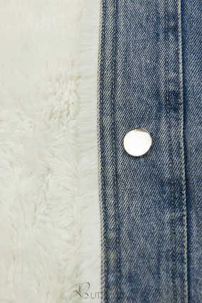 Jeansjacke mit kuscheligem Fellimitat blau/weiß
