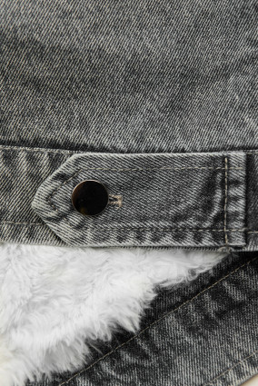 Jeansjacke mit kuscheligem Fellimitat grau/weiß
