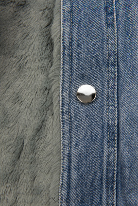 Jeansjacke mit kuscheligem Fellimitat blau/grau