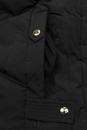 Schwarze Winterjacke mit Plüsch