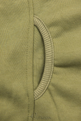 Kapuzensweatjacke in langer Form khaki