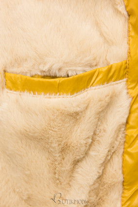 Jacke mit Gürtel und Fleecefutter gelb