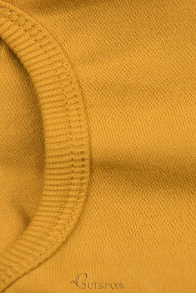 Sweatshirt/Sweatkleid mit Kapuze und Rippbündchen gelb