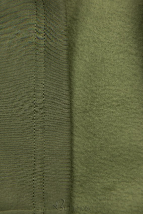 Sweatshirt/Sweatkleid mit Kapuze und Rippbündchen khaki