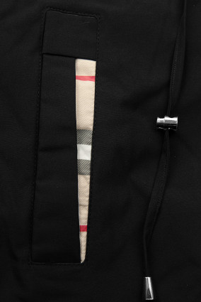 Trenchcoat mit Karo-Details Schwarz