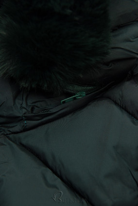 Gesteppte Winterjacke mit abnehmbarer Kapuze dunkelgrün