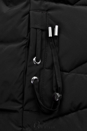 Warme Winterjacke in verlängertem Schnitt Schwarz