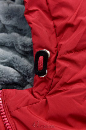 Warme Winterjacke in verlängertem Schnitt Rot