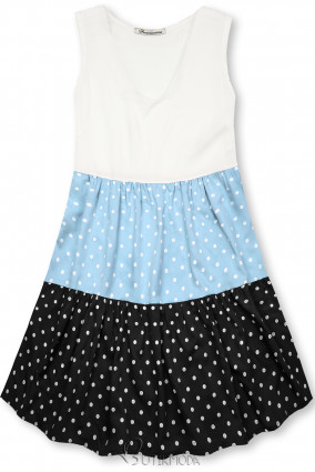 Kleid mit Punktedruck blau/schwarz