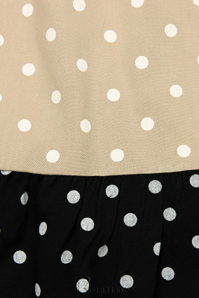 Kleid mit Punktedruck beige/schwarz