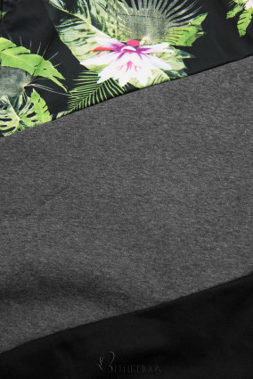 Sweatshirt mit Blumenmuster anthrazit/schwarz