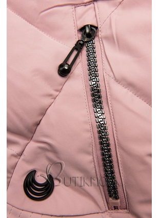 Gesteppte Jacke für Winter mit Kapuze rosa
