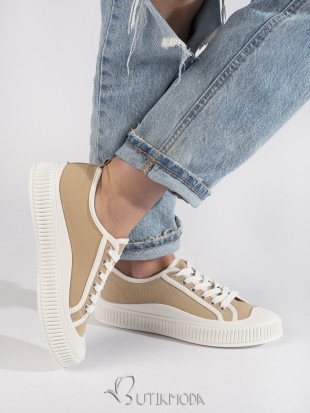 Beige Damen Sneakers auf Plattform