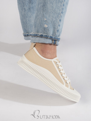 Beige Damen Sneakers auf Plattform