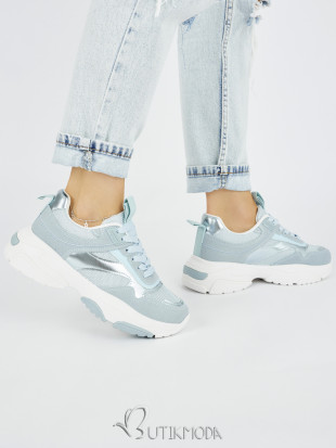 Blaue Damen-Sneaker mit dicker Sohle