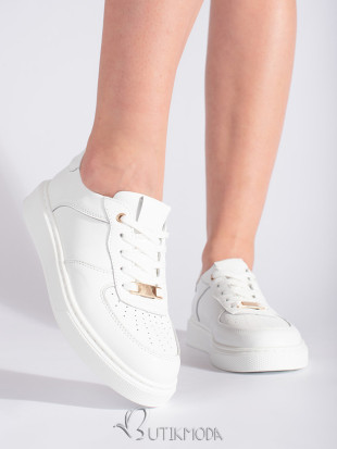 Weiße Damen Leder Sport Sneakers