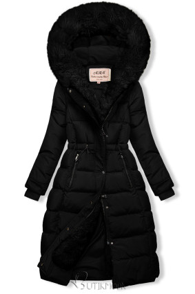 Winter Steppjacke in langer Form Schwarz