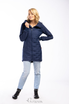 Sweatjacke mit strukturiertem Material Dunkelblau