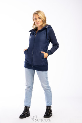 Gestepptes Sweatshirt/Jacke Dunkelblau