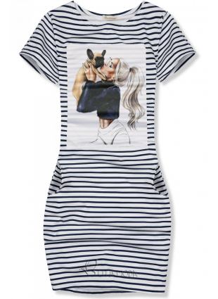 Streifen-Kleid weiß/dunkelblau Puppy love III.