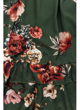 Kleid mit Blumenmuster khaki