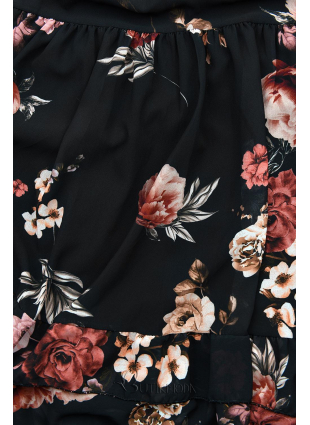 Kleid mit Blumenmuster schwarz