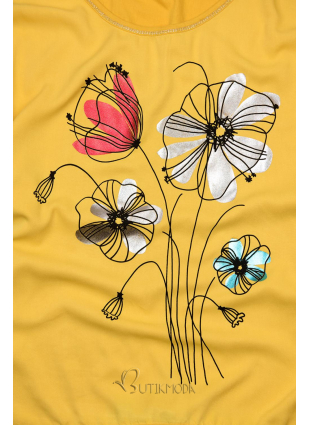 T-Shirt mit Druck - gelb/Blumen