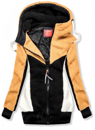 Jacke mit Kunstpelz gelb/schwarz