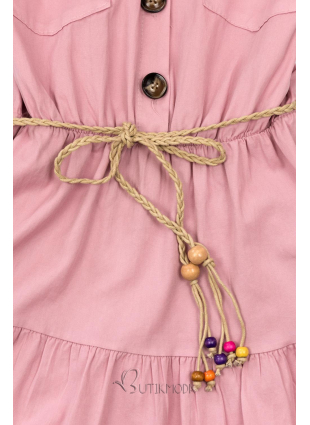 Hemdblusenkleid mit Gürtel rosa