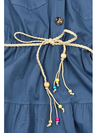 Hemdblusenkleid mit Gürtel jeansblau