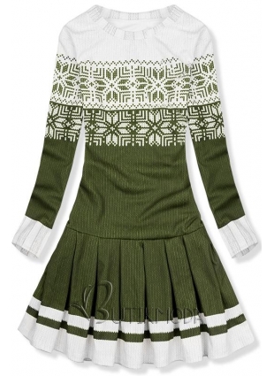 Kleid mit Wintermotiv grün