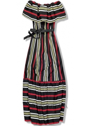 Langes Kleid mit dekorative Schleife schwarz