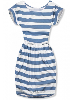 Basic-Kleid blau/weiß