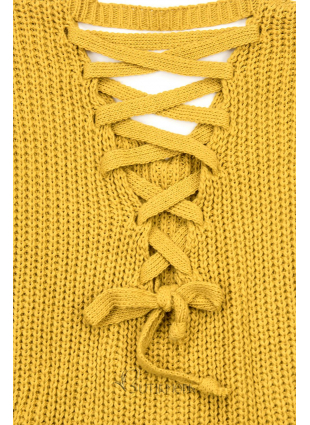 Pullover mit Schnürung gelb