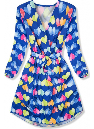 Kleid mit Herz-Print blau